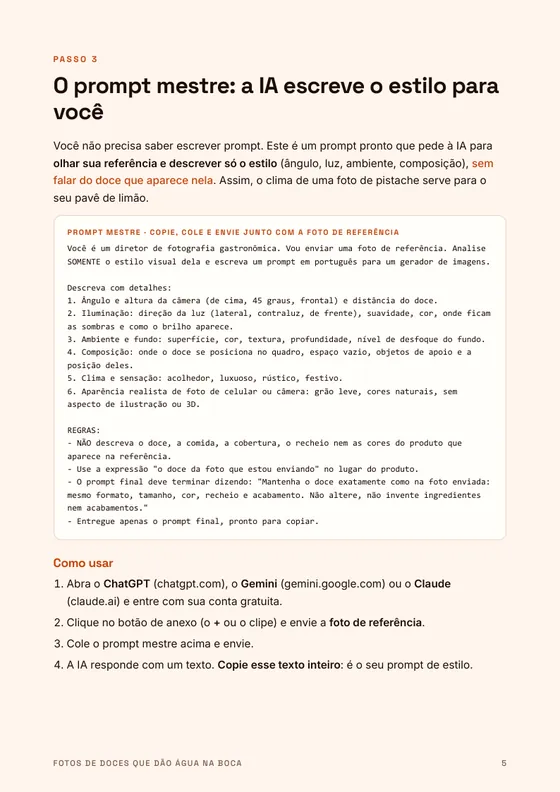Página do guia: o prompt mestre